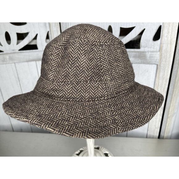 The Territory Ahead Wool Blend Bucket Hat Herringbone Knit Brown Soft Medium - Picture 2 of 5